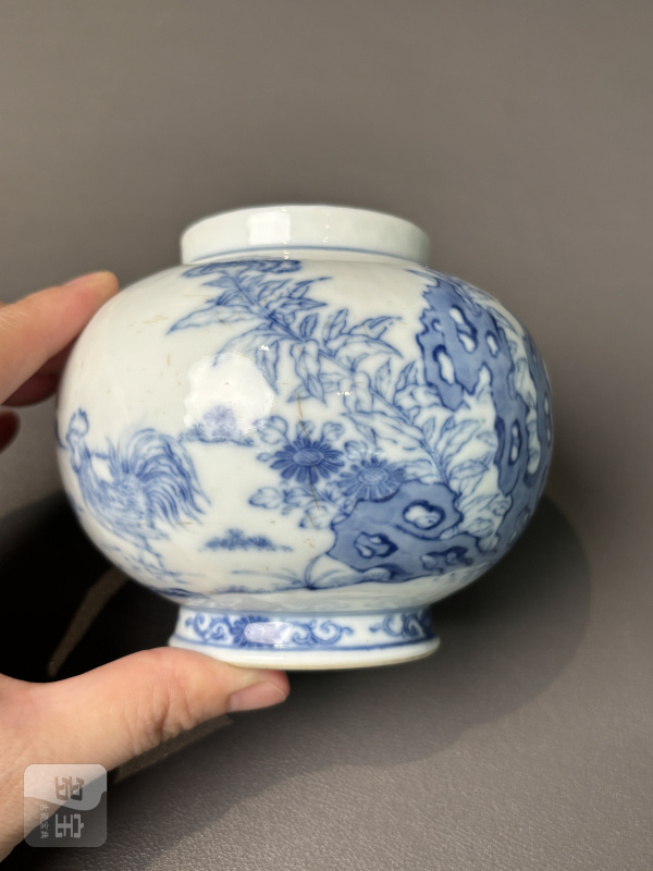 清雍正 青花官上加官图罐 - 图9